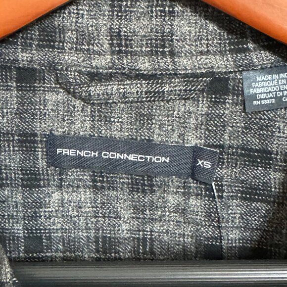 French Connection XS Grindle Check Grey/Black Shirt 100% Cotton Flannel - Picture 4 of 7